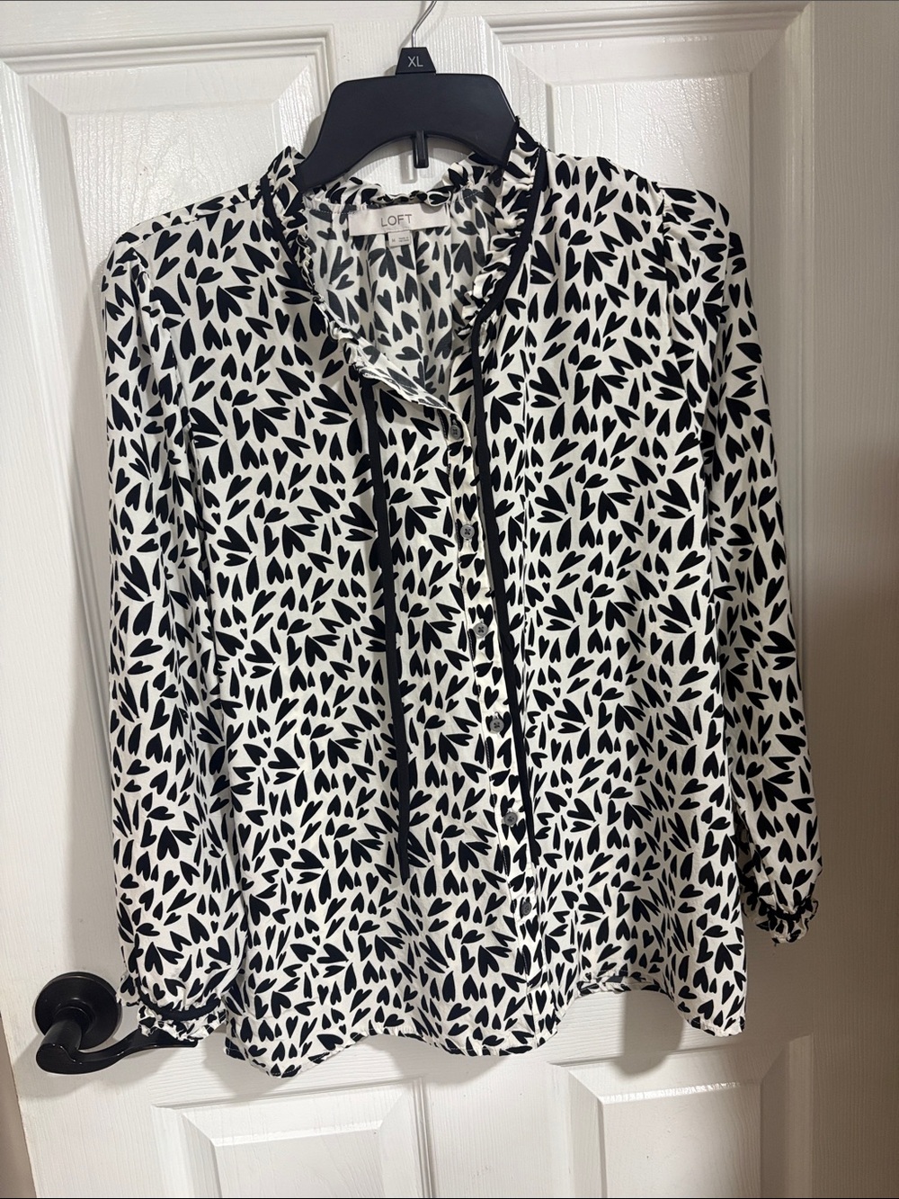 LOFT Black & Heart Print Blouse